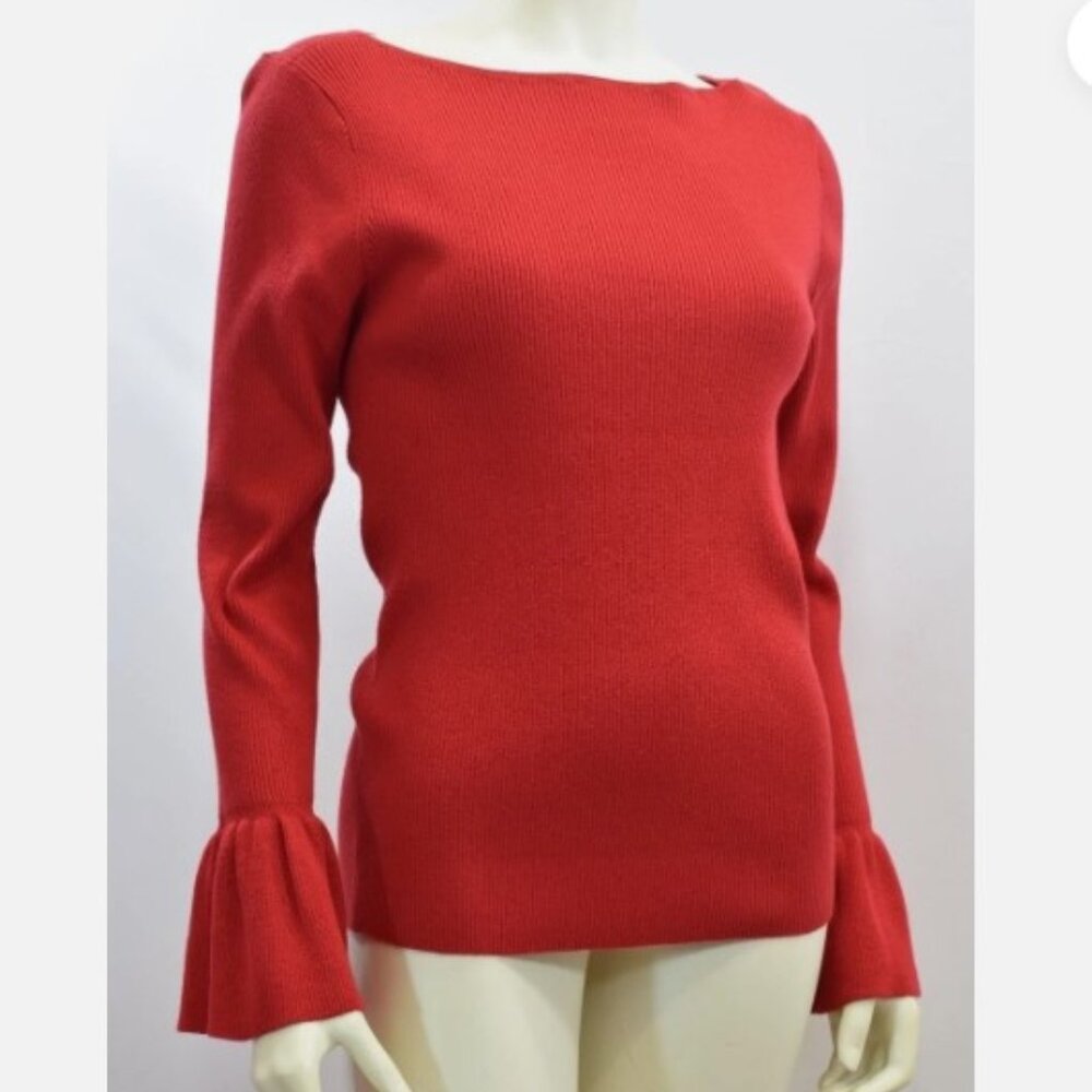 Lauren Ralph Lauren Pullover Sweater, NEW, US M, Long Sleeve, Boat Neck, Red